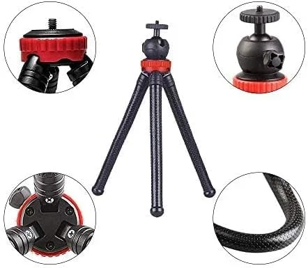 پایه سه پایه انعطاف پذیر 12 اینچی SKEIDO برای ضبط کننده های Zoom/آیفون/GoPro و دوربین ها - پایه های آلومینیومی قابل تنظیم، سر توپی 360 درجه، ظرفیت 2 پوند، طراحی قابل حمل پایه سه پایه انعطاف پذیر 12 اینچی SKEIDO برای ضبط کننده های Zoom/آیفون/GoPro و دوربین ها - پایه های آلومینیومی قابل تنظیم، سر توپی 360 درجه، ظرفیت 2 پوند، طراحی قابل حمل