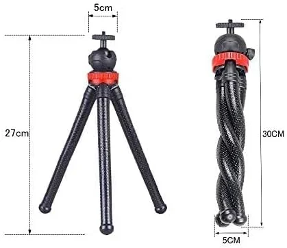 پایه سه پایه انعطاف پذیر 12 اینچی SKEIDO برای ضبط کننده های Zoom/آیفون/GoPro و دوربین ها - پایه های آلومینیومی قابل تنظیم، سر توپی 360 درجه، ظرفیت 2 پوند، طراحی قابل حمل پایه سه پایه انعطاف پذیر 12 اینچی SKEIDO برای ضبط کننده های Zoom/آیفون/GoPro و دوربین ها - پایه های آلومینیومی قابل تنظیم، سر توپی 360 درجه، ظرفیت 2 پوند، طراحی قابل حمل