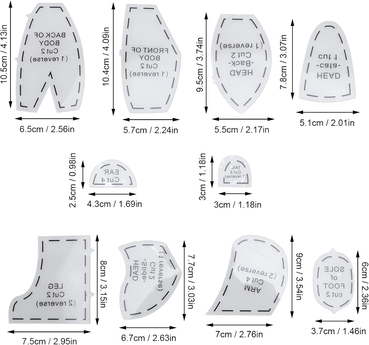 مجموعه خط کش الگو خرس حافظه اکریلیک عمومی برای الگوهای خیاطی و پروژه های صنایع دستی