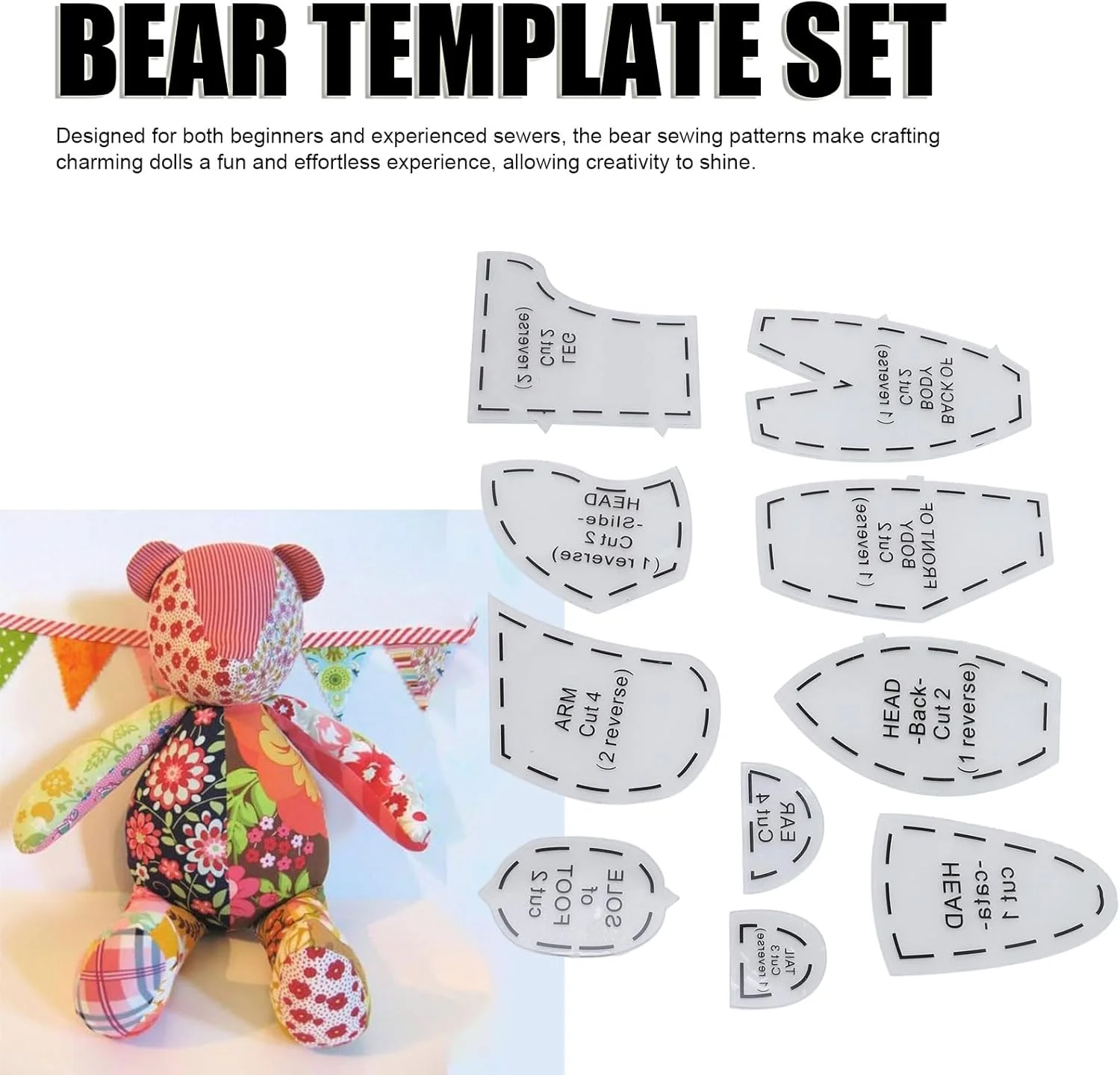 مجموعه خط کش الگو خرس حافظه اکریلیک عمومی برای الگوهای خیاطی و پروژه های صنایع دستی