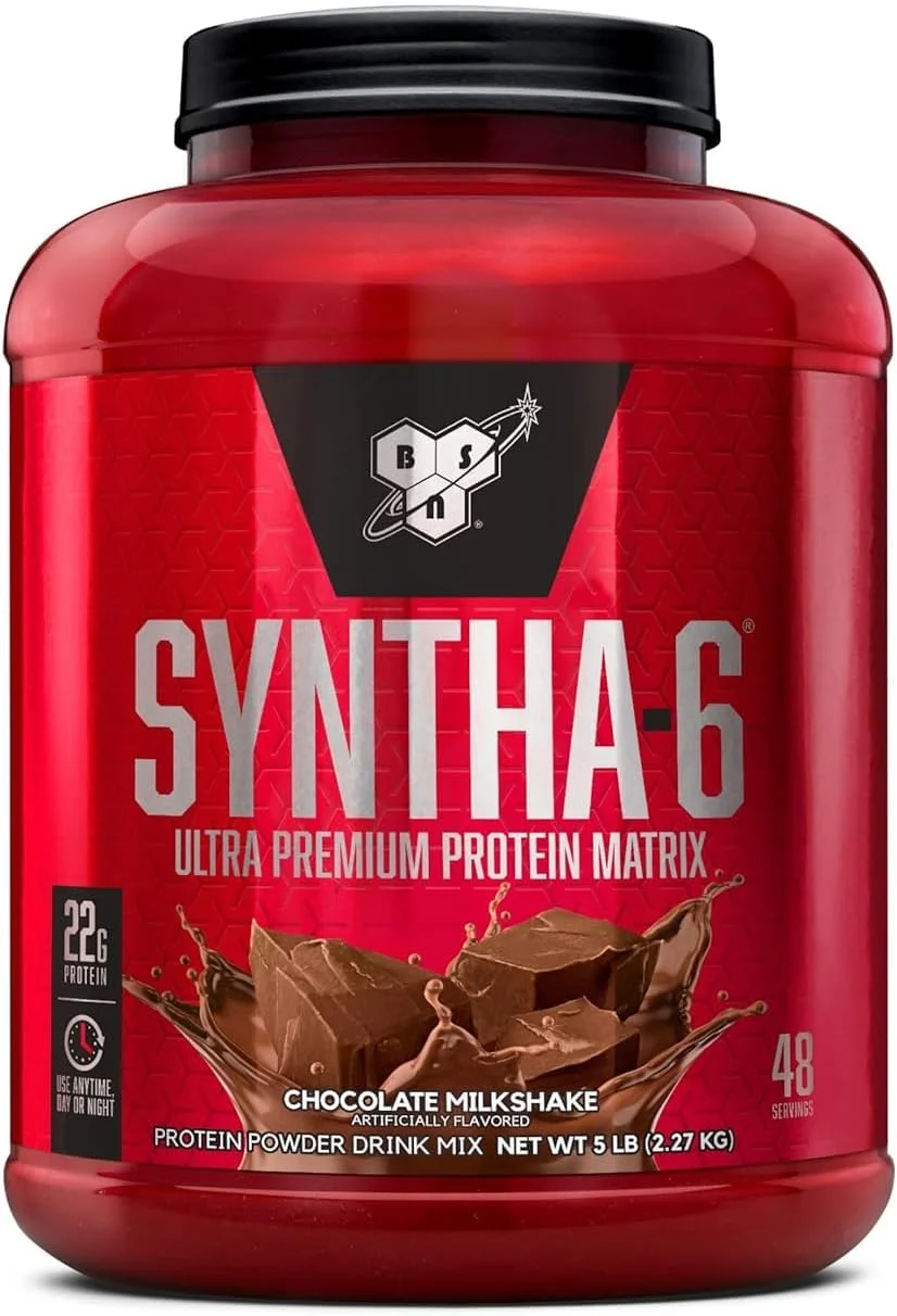ماتریکس پروتئین فوق العاده ممتاز BSN SYNTHA-6، پودر پروتئین وی، کازئین میسلار، پودر پروتئین ایزوله شیر، میلک شیک شکلاتی، 5 پوند، 48 سروینگ