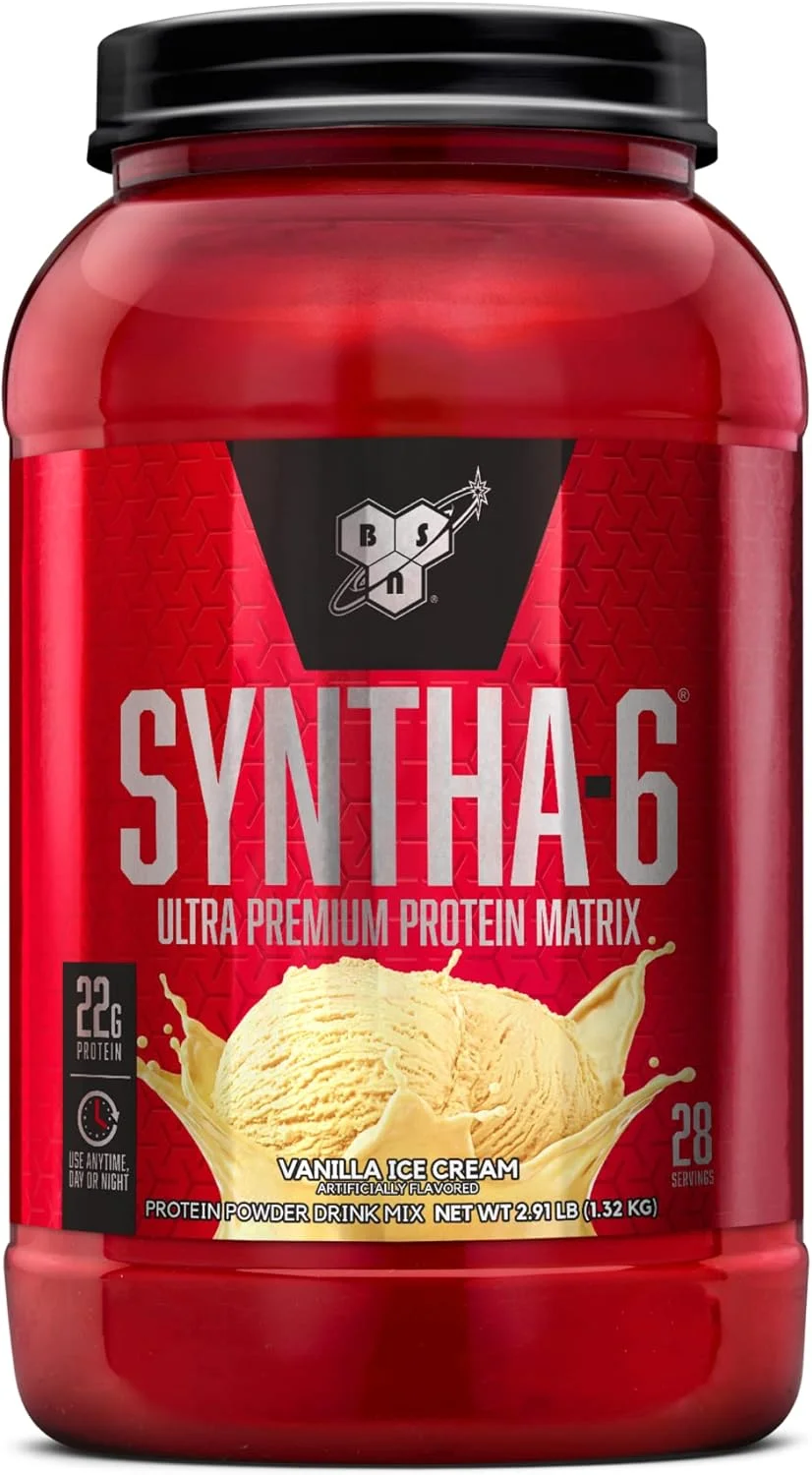 ماتریکس پروتئین فوق العاده ممتاز BSN Syntha-6، پودر پروتئین وی، کازئین میسلار، پودر پروتئین ایزوله شیر - بستنی وانیلی، 2.91 پوند، 28 سروینگ (1.32 کیلوگرم)