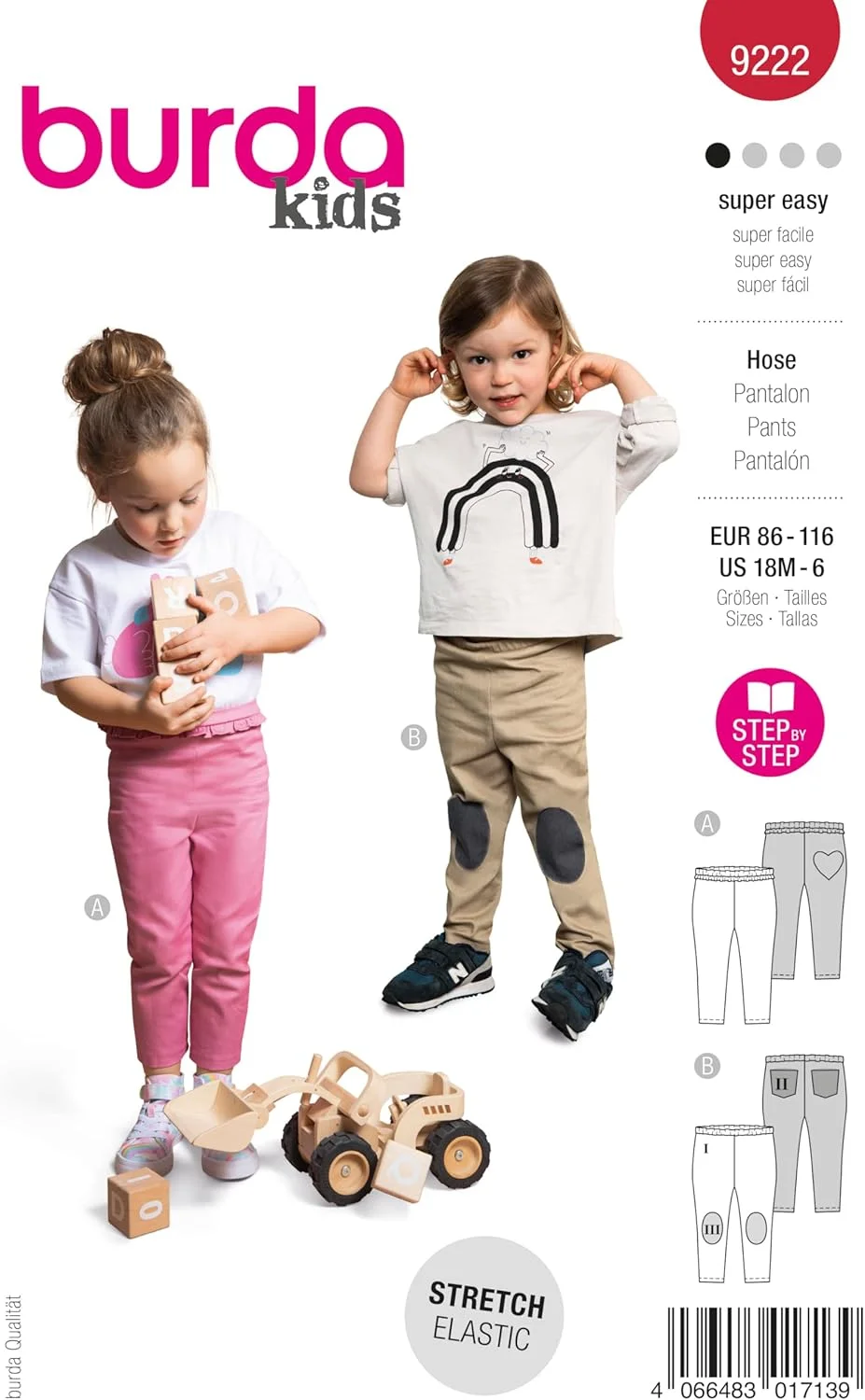 الگوی خیاطی بچه گانه BurdaStyle، شلوار بلند بچگانه سایز 86-116