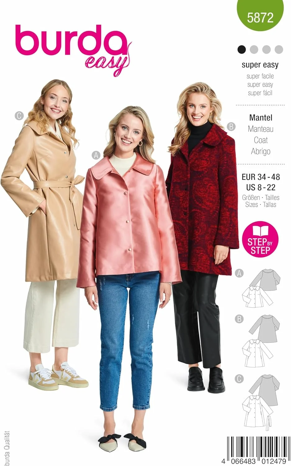 الگوی خیاطی بوردا استایل مدل 5872 کت [سایز بانوان 36-46] سطح 1 فوق العاده آسان