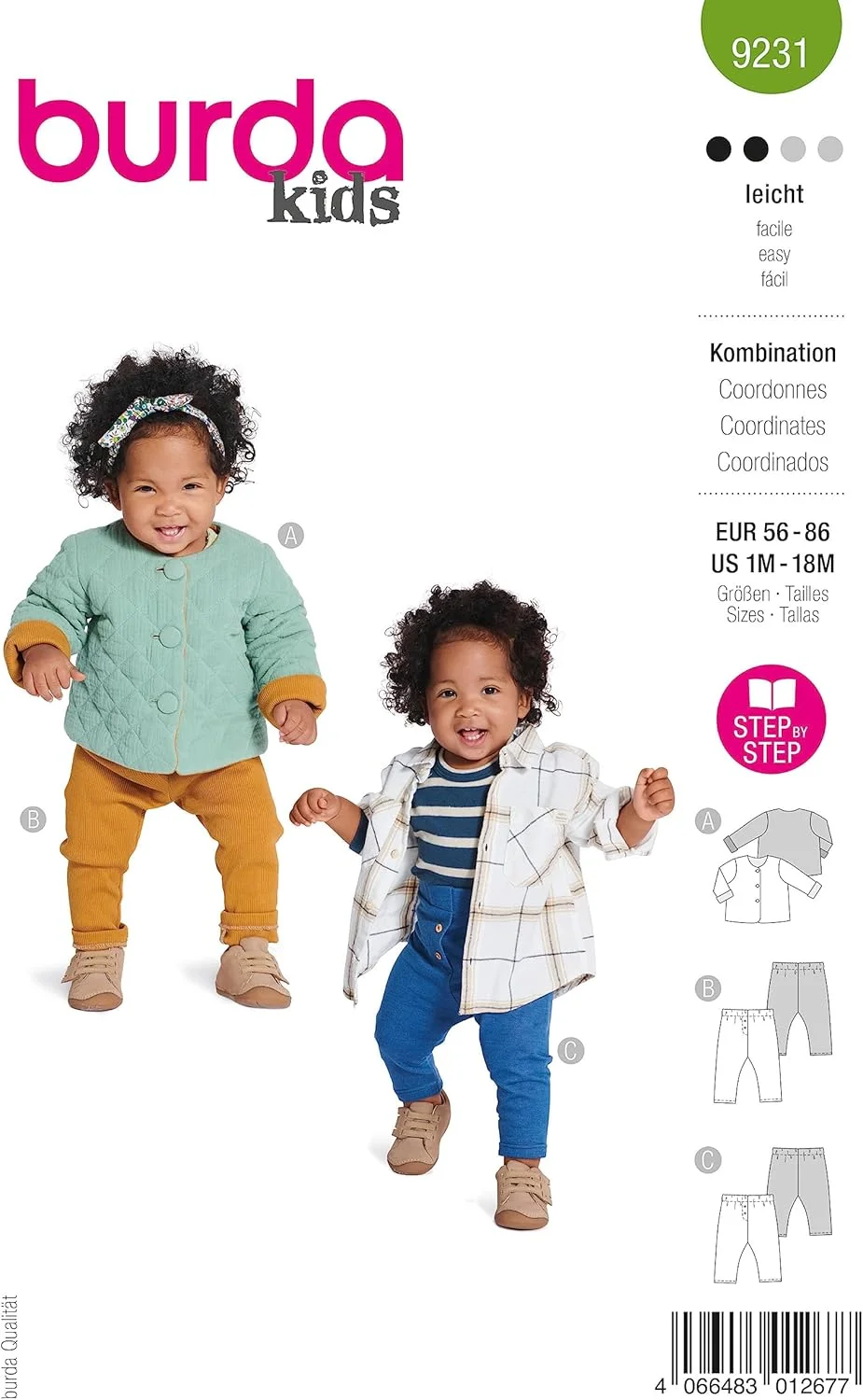 الگوی خیاطی بوردا استایل 9231 ترکیبی [سایز بچه گانه 56-86] سطح 2 سبک