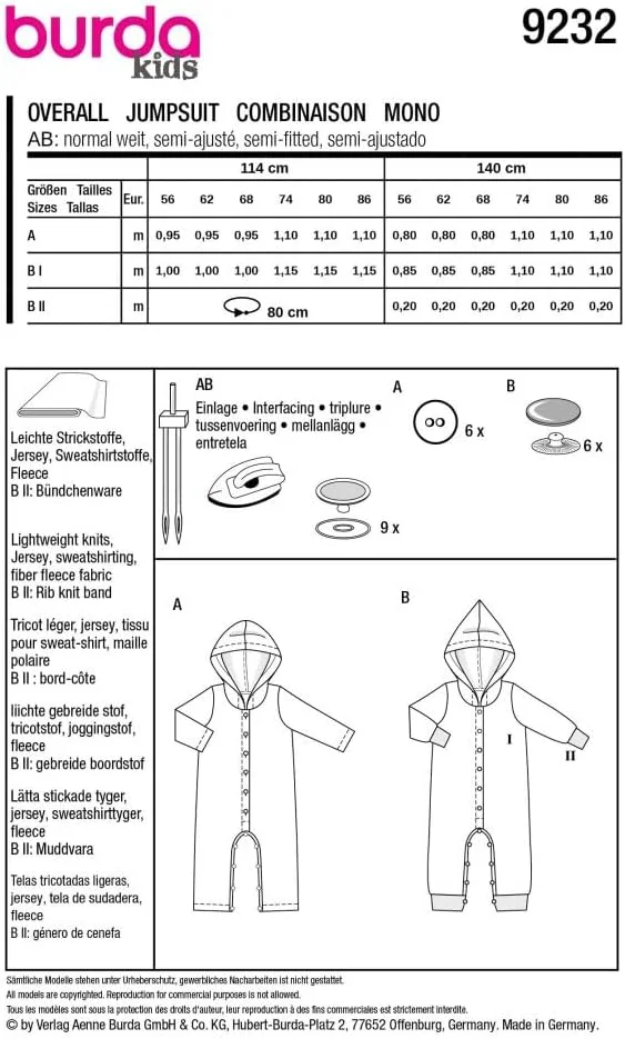 الگوی خیاطی بردا استایل مدل 9232 سرهمی [سایز بچه گانه 2-34] سطح 2 سبک