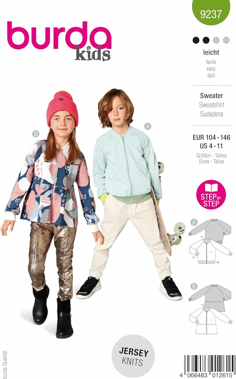 الگوی خیاطی بوردا استایل 9237 بلوز [بچگانه 4-8 سال] سطح 2 الگوی خیاطی آسان