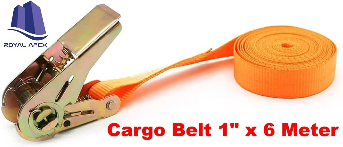 بند بار Royal Apex با ابعاد 1 اینچ در 10 متر، تسمه بارگیری سنگین قابل حمل، تسمه بستن چمدان، تسمه جغجغه ای قوی با سگک فلزی