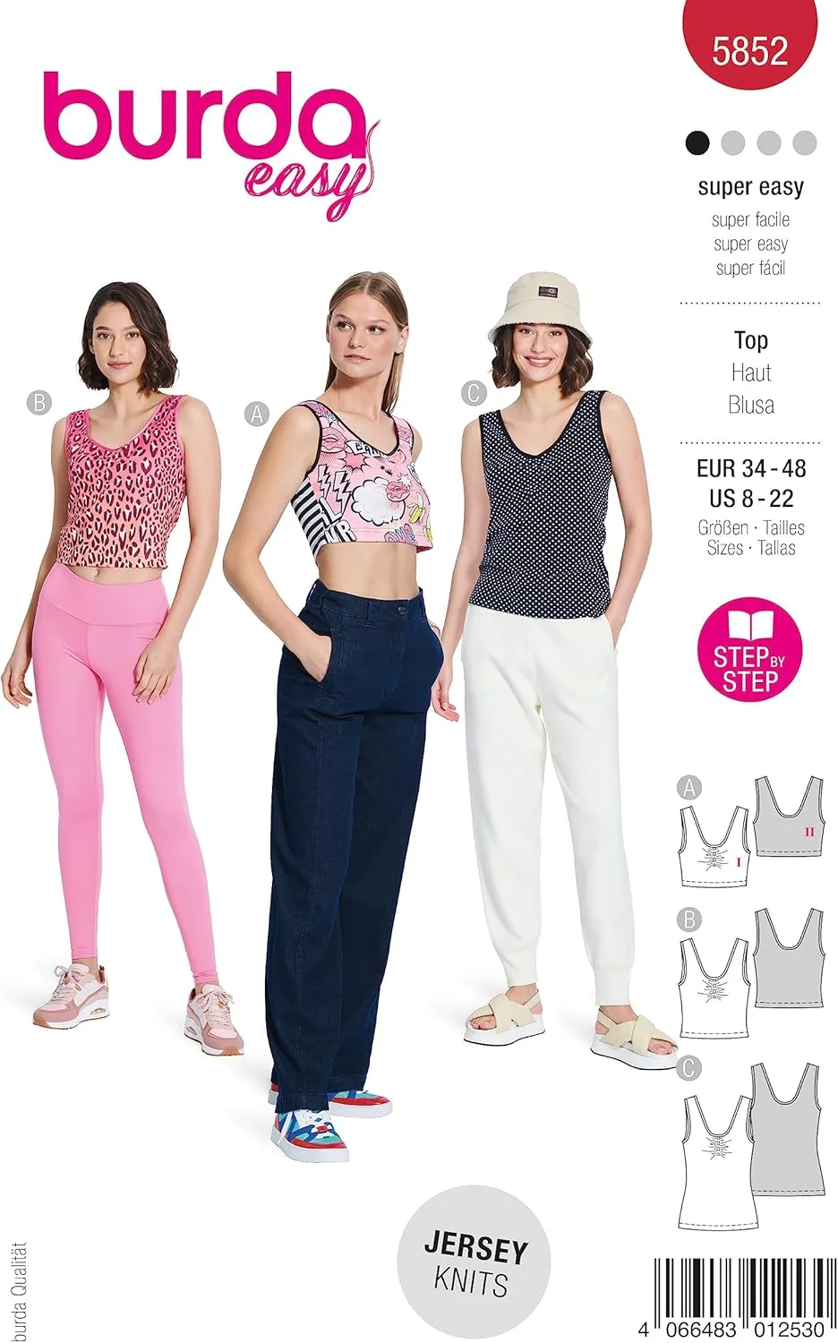 الگوی خیاطی بوردا استایل 5852 تاپ [سایز زنانه 36-46] سطح 1 فوق العاده آسان