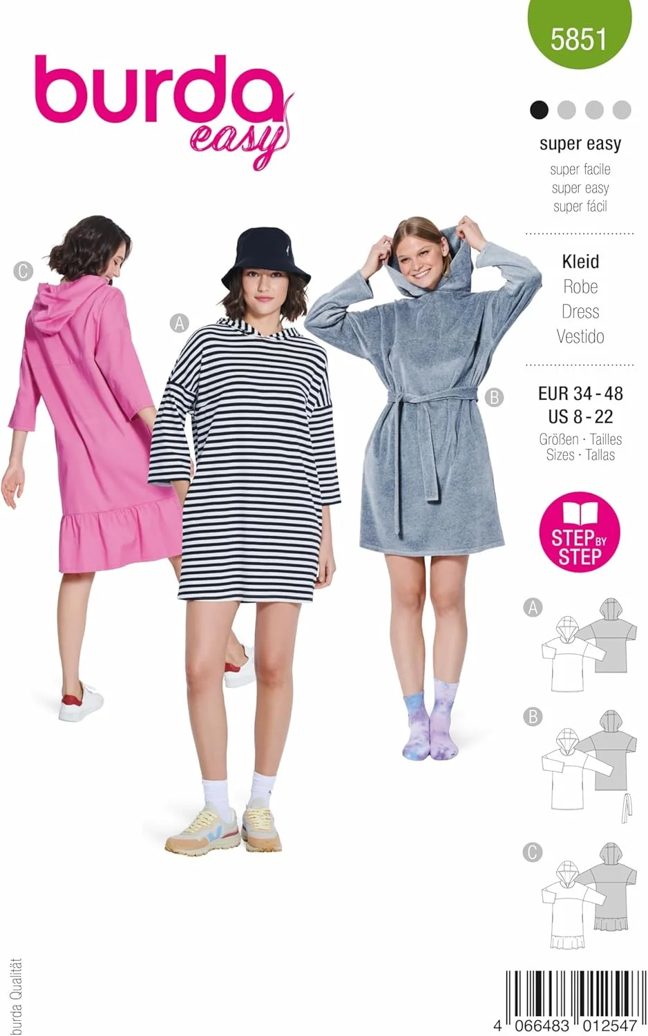 الگوی خیاطی Burda Style 5851 لباس [سایز زنانه 36-46] سطح 1 فوق العاده آسان