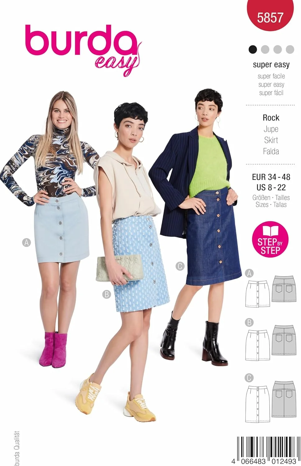 الگوی خیاطی دامن بردا استایل 5857 [سایز زنانه 36-46] سطح 1 فوق العاده آسان