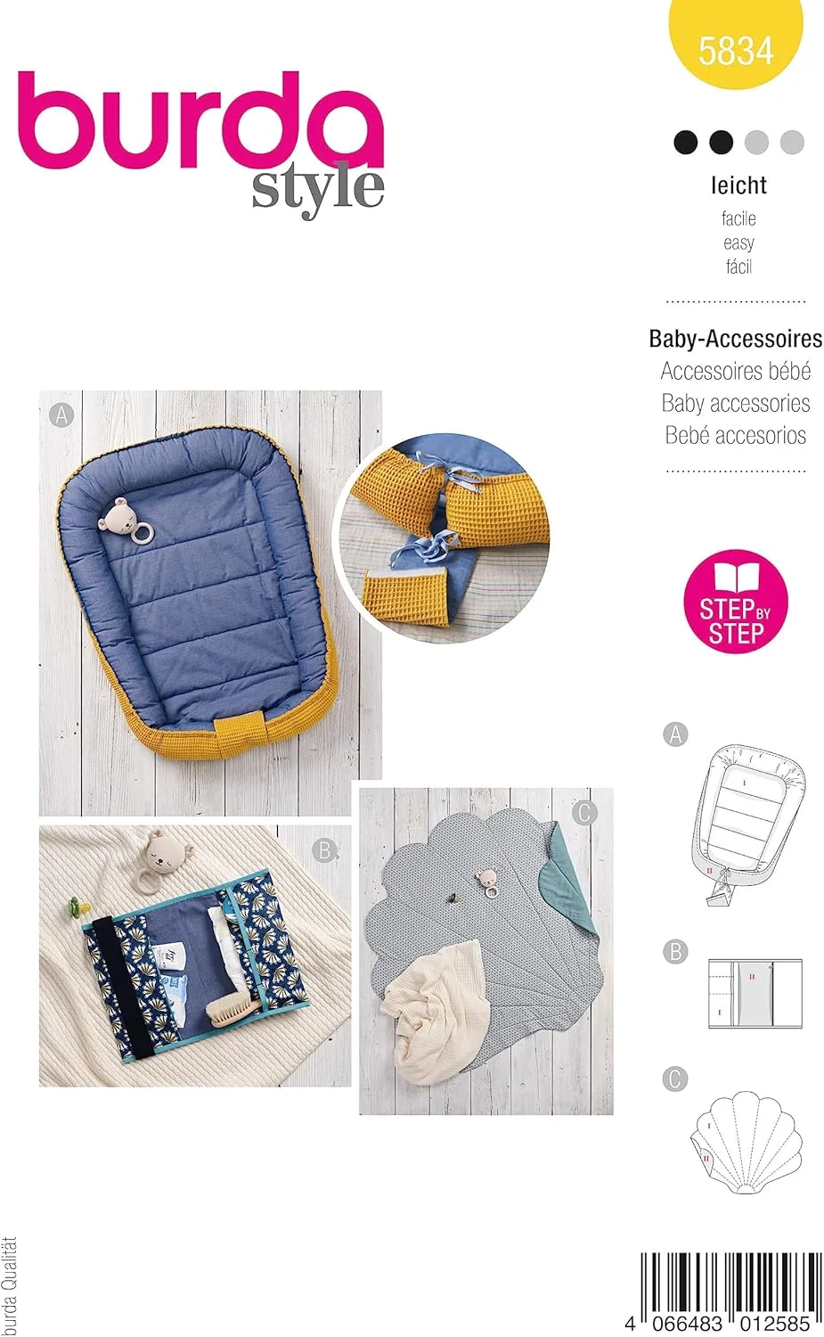 الگوی خیاطی بوردا استایل 5834 لوازم جانبی کودک سطح 2 الگوی خیاطی آسان