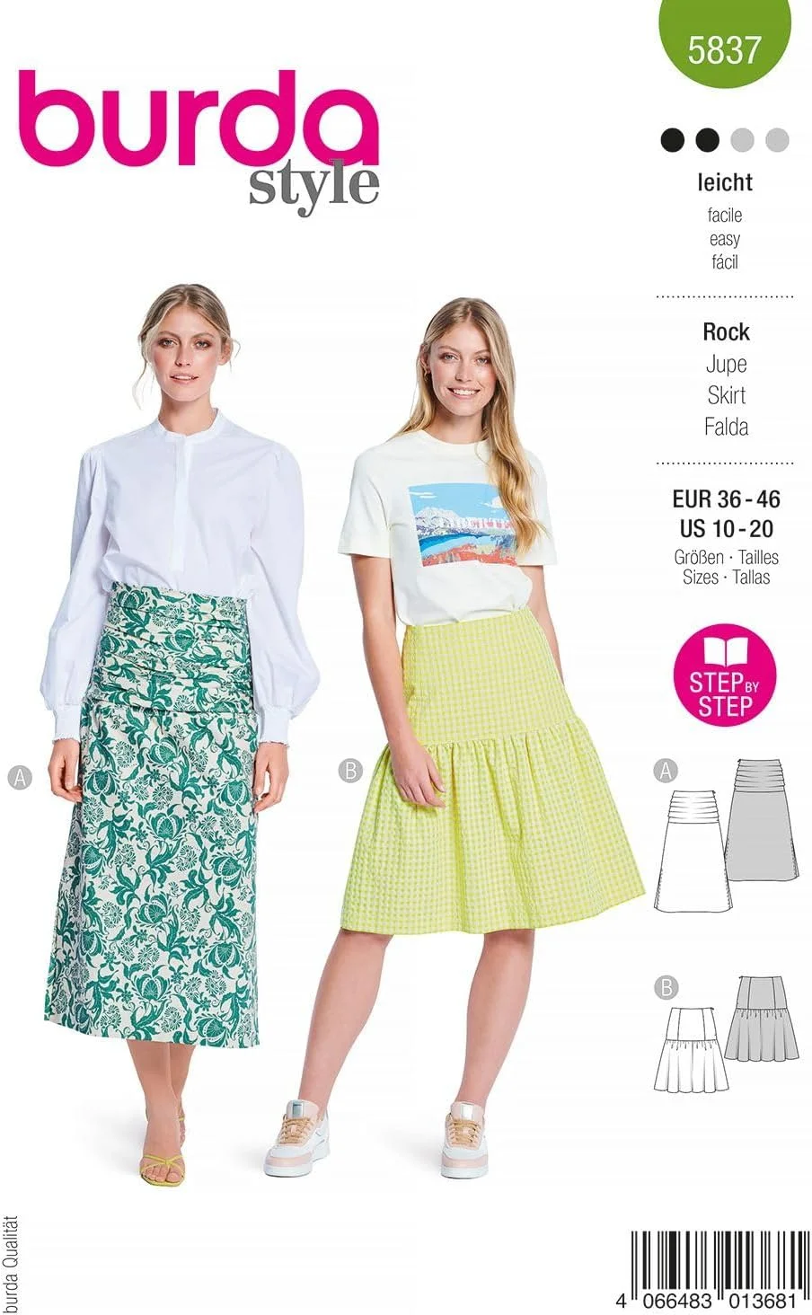 الگوی خیاطی دامن بردا استایل 5837 [سایز زنانه 8-10] سطح 2 سبک