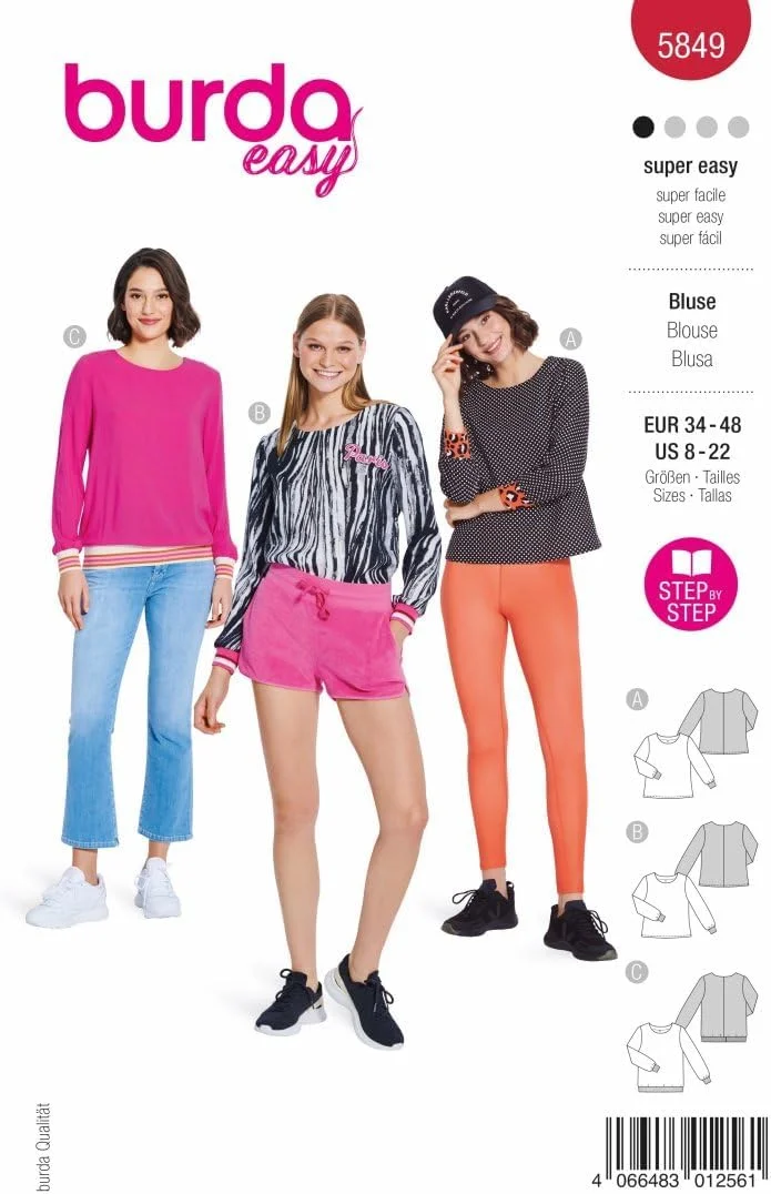 الگوی خیاطی بلوز زنانه بوردا استایل مدل 5849 - سطح 1 فوق العاده آسان
