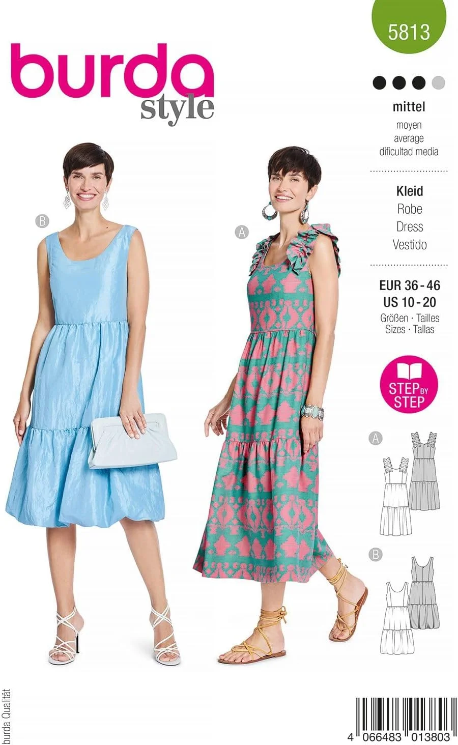 الگوی خیاطی لباس زنانه Burda style مدل 5813 سایز 36-38 سطح 3 متوسط