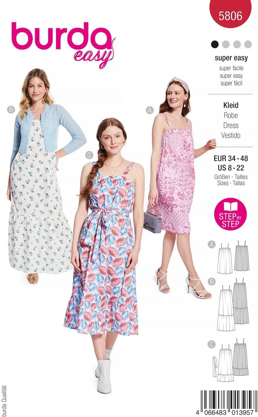 الگوی خیاطی بوردا استایل 5806 مدل لباس زنانه [سایز 36-48] سطح 1 فوق العاده آسان