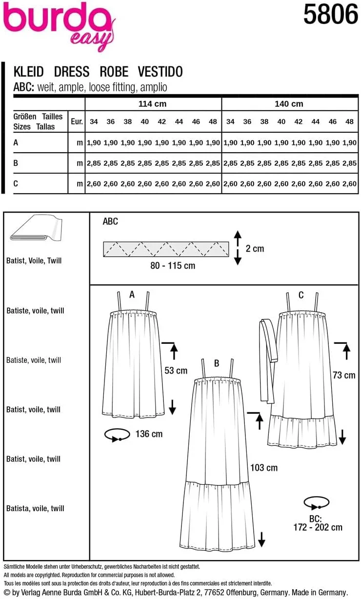 الگوی خیاطی بوردا استایل 5806 مدل لباس زنانه [سایز 36-48] سطح 1 فوق العاده آسان