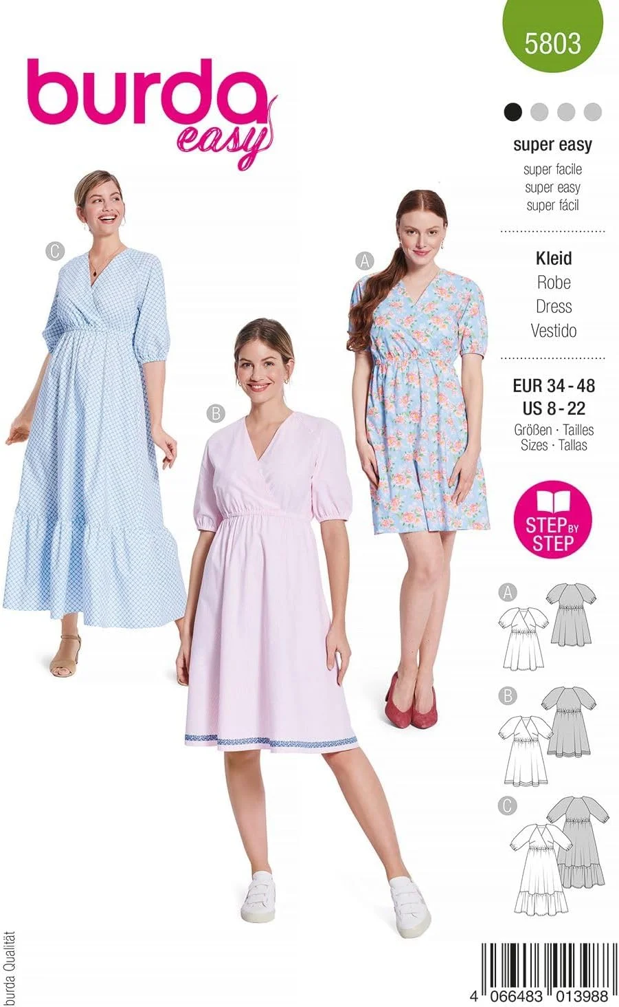 الگوی خیاطی بوردا استایل 5803 لباس [سایز زنانه 36-46] سطح 1 فوق العاده آسان