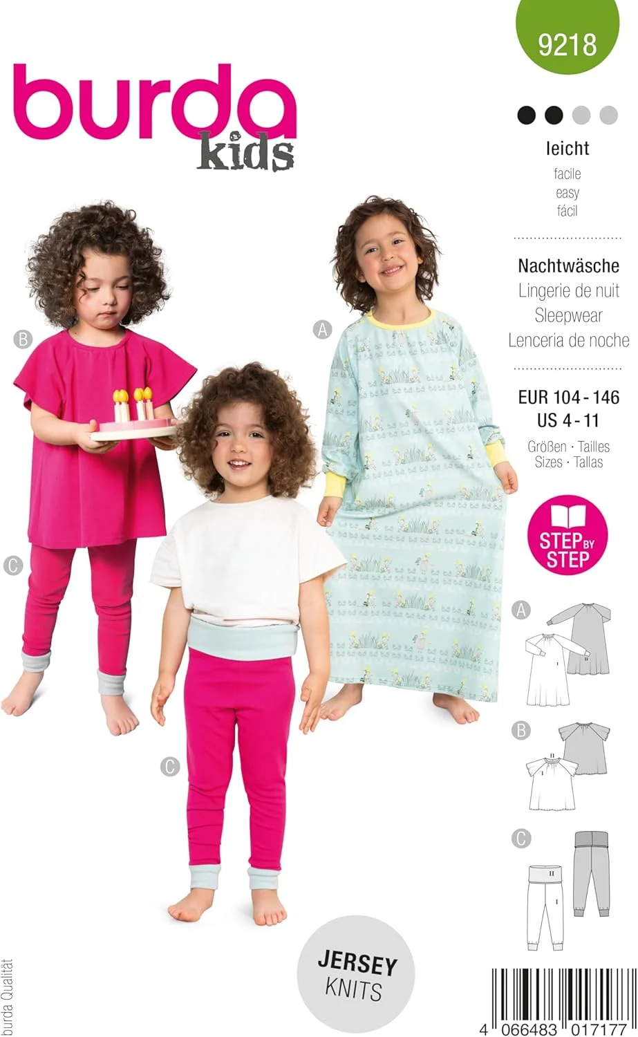 الگوی خیاطی لباس خواب بچگانه سایز 104-146 برند بوردا استایل