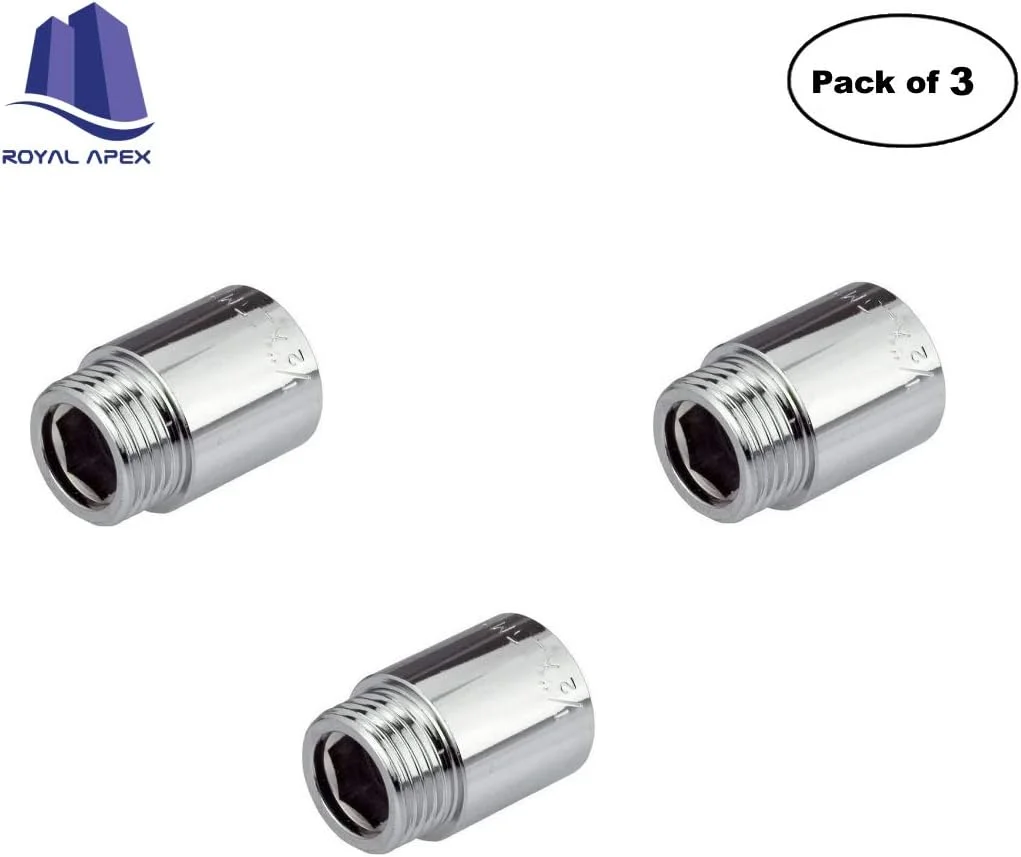 افزایش دهنده کروم رویال اپکس، نری به مادگی 1/2 اینچ، لوله استاندارد بریتانیا (BSP)، سایزهای مختلف برای افزایش ارتفاع لوله - بسته 3 عددی (1/2x30MM) افزایش دهنده کروم رویال اپکس، نری به مادگی 1/2 اینچ، لوله استاندارد بریتانیا (BSP)، سایزهای مختلف برای افزایش ارتفاع لوله - بسته 3 عددی (1/2x30MM)