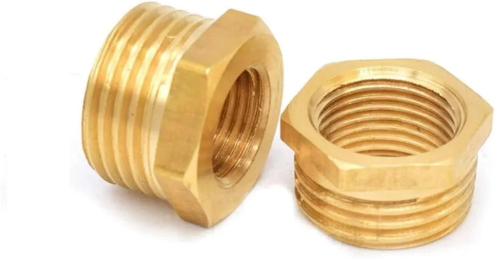 رویال اپکس بسته 2 عددی کاهنده برنجی BSP رزوه نر به BSP رزوه ماده، بوش کاهنده شش گوش، اتصالات لوله شیلنگ آداپتور (1''X1/2'')