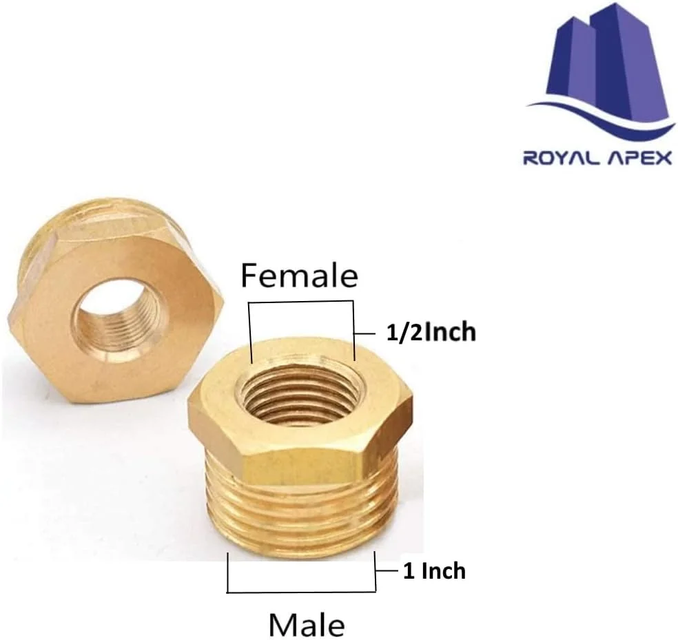 رویال اپکس بسته 2 عددی کاهنده برنجی BSP رزوه نر به BSP رزوه ماده، بوش کاهنده شش گوش، اتصالات لوله شیلنگ آداپتور (1''X1/2'') رویال اپکس بسته 2 عددی کاهنده برنجی BSP رزوه نر به BSP رزوه ماده، بوش کاهنده شش گوش، اتصالات لوله شیلنگ آداپتور (1''X1/2'')