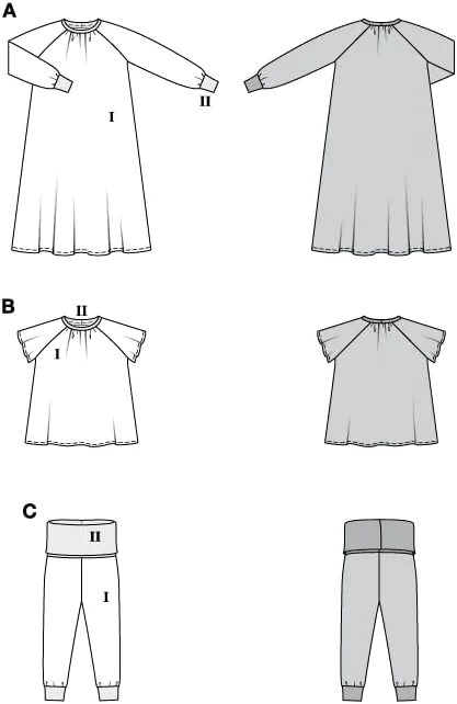 الگوی خیاطی لباس خواب بچگانه سایز 104-146 برند بوردا استایل