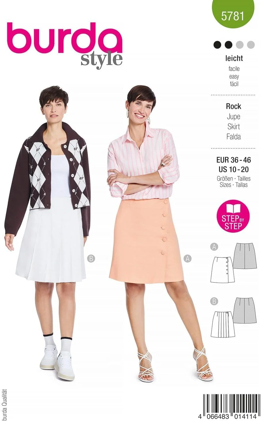 الگوی خیاطی دامن بردا استایل 5781 [سایز زنانه 8-10-12-14، سطح 2 آسان]