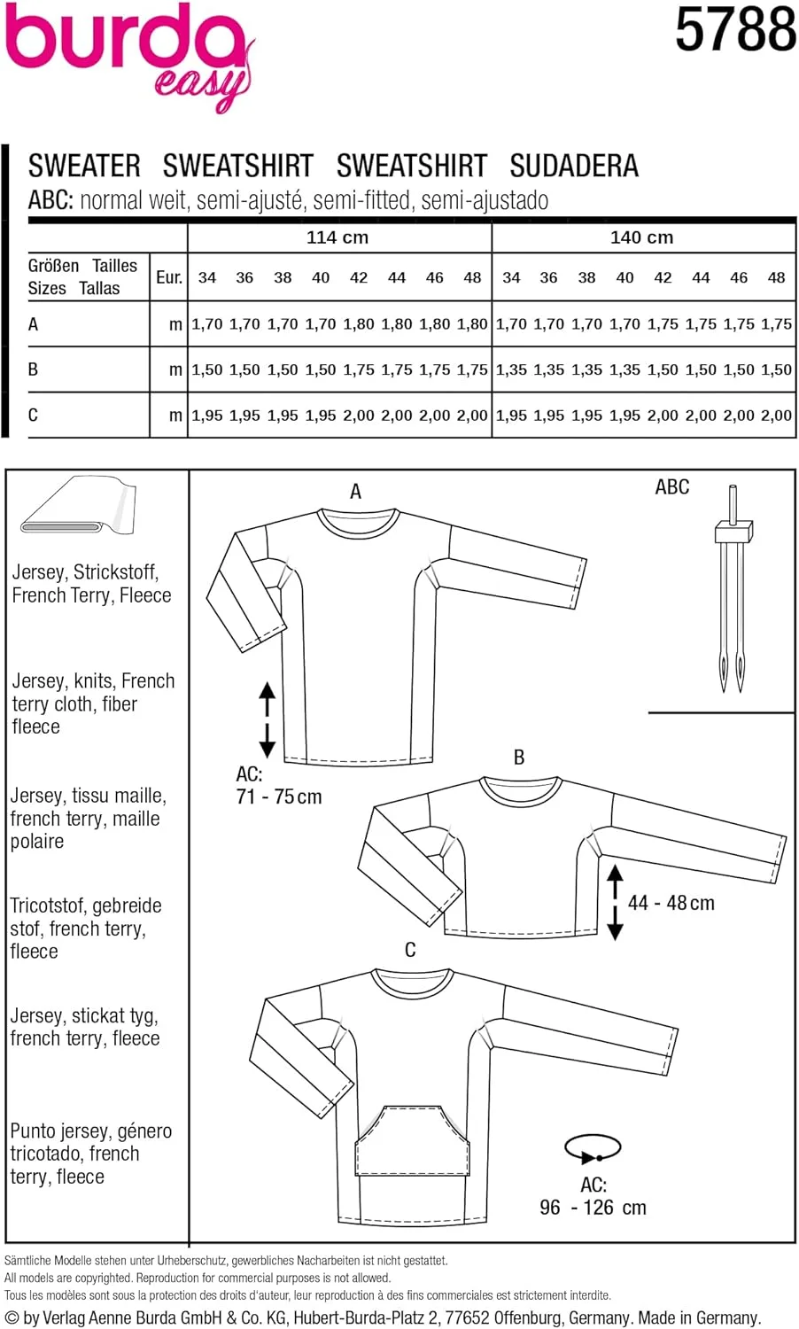 الگوی خیاطی آسان زنانه بلوز در طول های مختلف سایز 36-48 برند بوردا استایل