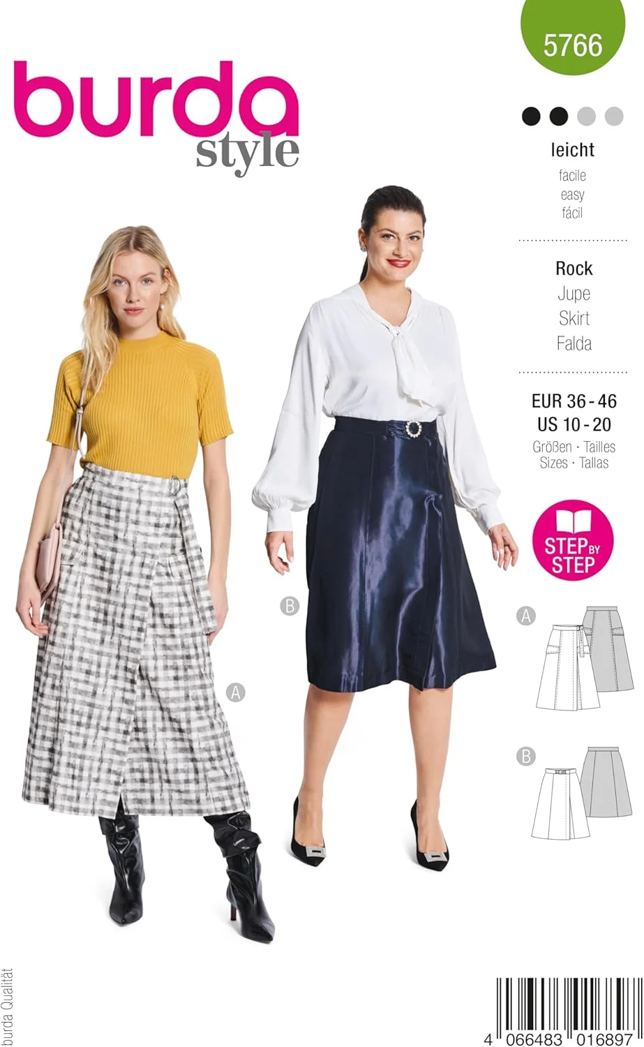 الگوی خیاطی زنانه دامن پیلیسه ای Burda Style در سایزهای 8-18