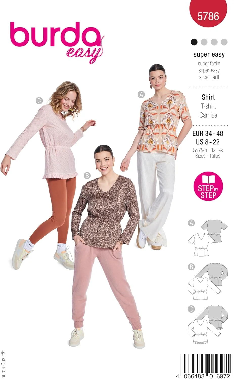 الگوی خیاطی آسان زنانه Burdastyle Burda برای پیراهن، سایزهای 36 تا 48