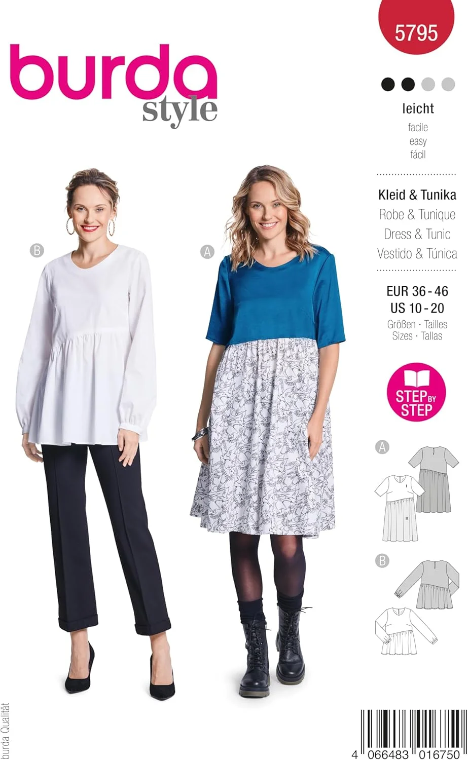 الگوی خیاطی زنانه Burda Style برای لباس و تونیک سایزهای 36-46