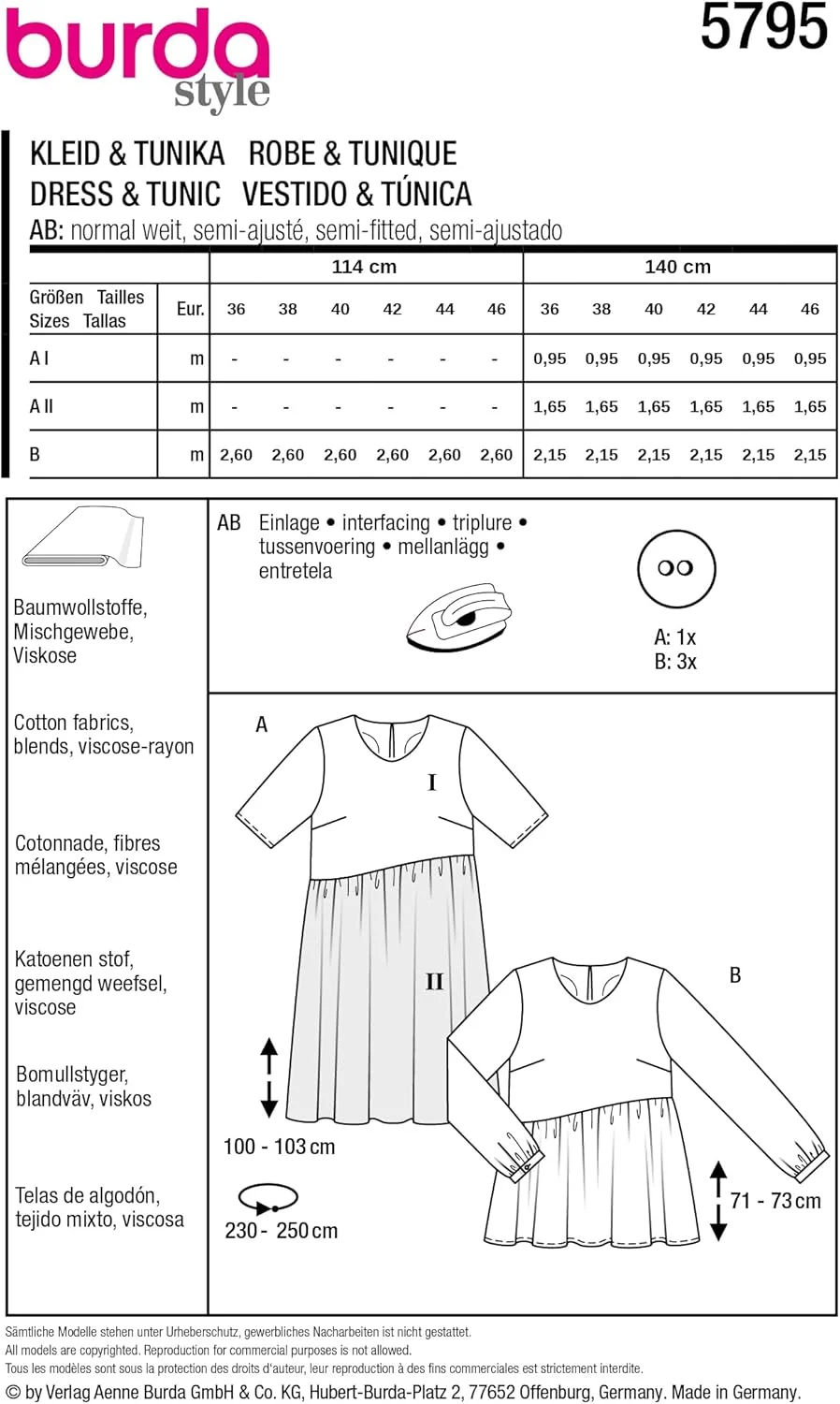 الگوی خیاطی زنانه Burda Style برای لباس و تونیک سایزهای 36-46