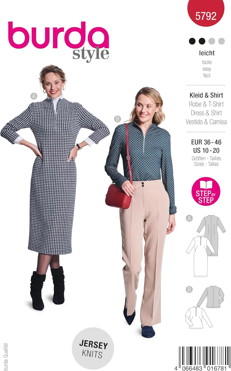 الگوی خیاطی زنانه Burda Style برای لباس و پیراهن با زیپ، سایزهای 36 تا 46