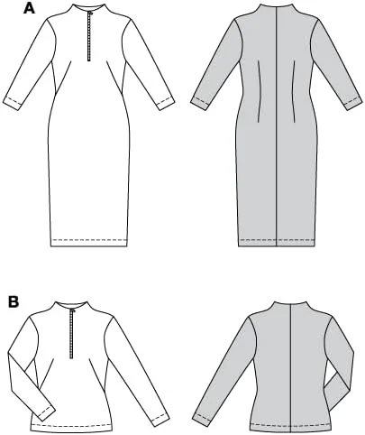 الگوی خیاطی زنانه Burda Style برای لباس و پیراهن با زیپ، سایزهای 36 تا 46