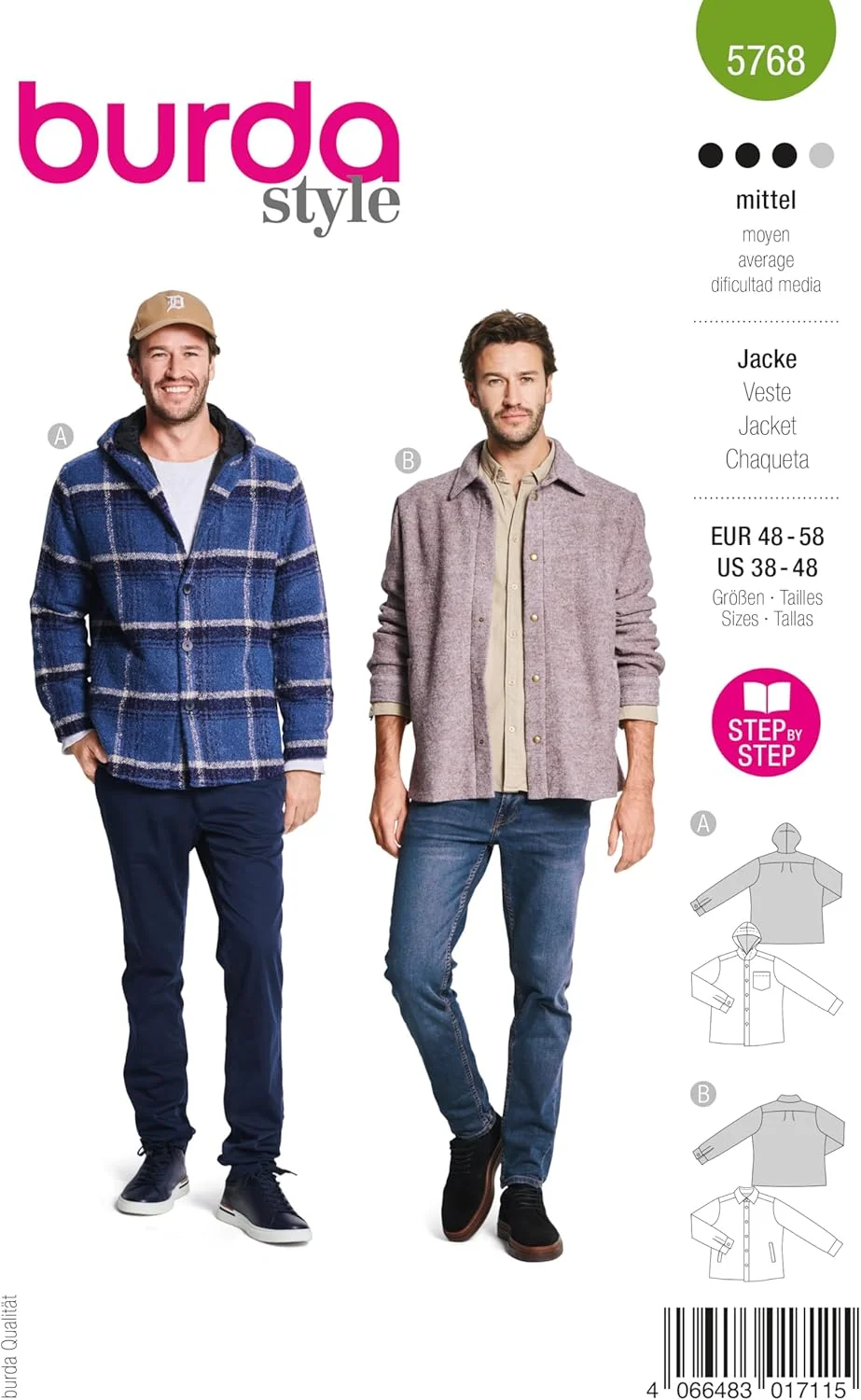 الگوی خیاطی مردانه بوردا استایل، ژاکت آستر دار، سایزهای 48-58