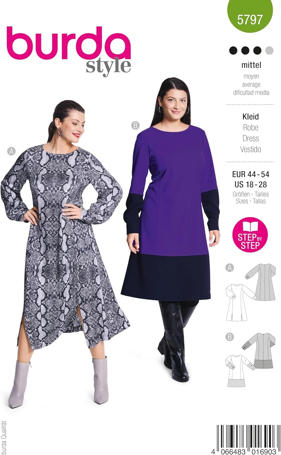 الگوی خیاطی لباس زنانه مدل A-Line سایز 46-58 برند بوردا استایل