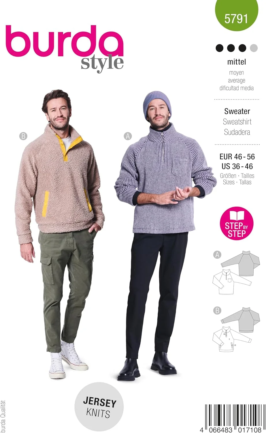 الگوی خیاطی مردانه بلوز زیپ دار Burda Style سایزهای 46-56