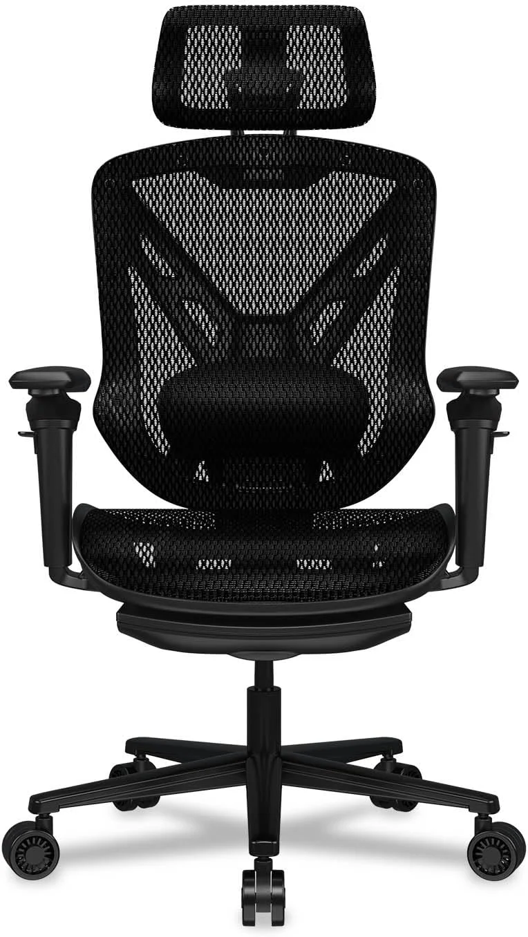 صندلی ارگونومیک مش COUGAR Speeder، پارچه مش نخ های شنیل، دسته 3D، ارتفاع تکیه گاه سر/پشتی/پشتیبانی کمر/صندلی کشویی قابل تنظیم، زیرپایی جمع شونده، مکانیزم کنترل سیمی
