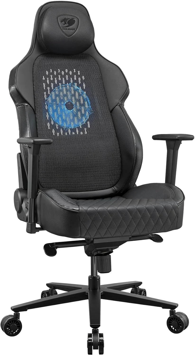 صندلی گیمینگ COUGAR NxSys Aero با فن RGB یکپارچه و چرم PVC ممتاز (مشکی)