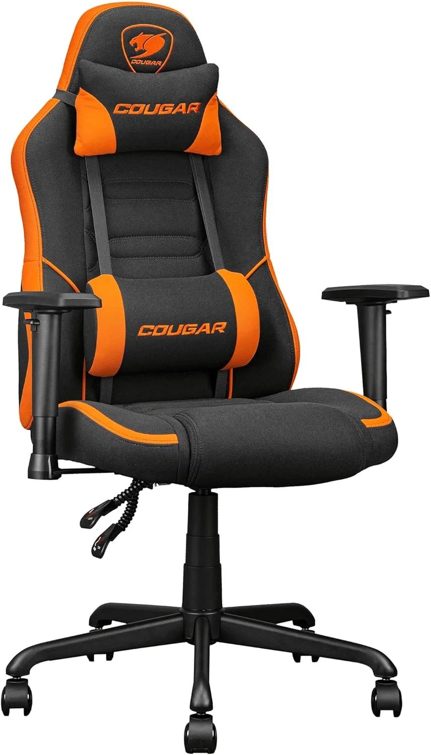 صندلی گیمینگ ارگونومیک COUGAR Fusion SF، پارچه بافته شده، پایه فلزی 5 ستاره، پشتیبانی کمری سه بعدی داخلی، دسته بازوی قابل تنظیم، سیلندر بالابر گازی کلاس 4، 120 کیلوگرم - نارنجی مشکی صندلی گیمینگ ارگونومیک COUGAR Fusion SF، پارچه بافته شده، پایه فلزی 5 ستاره، پشتیبانی کمری سه بعدی داخلی، دسته بازوی قابل تنظیم، سیلندر بالابر گازی کلاس 4، 120 کیلوگرم - نارنجی مشکی