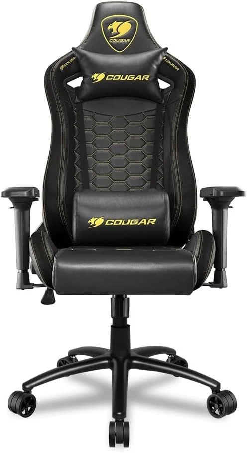 صندلی گیمینگ COUGAR OUTRIDER S، چرم PVC ممتاز، قابلیت خواباندن 180 درجه، تنظیم ارتفاع، دسته بازوی قابل تنظیم 4D، فریم فولادی، چرخ های 3 اینچی فوق العاده بزرگ - مشکی سلطنتی CGR-OUTRIDER S-RY