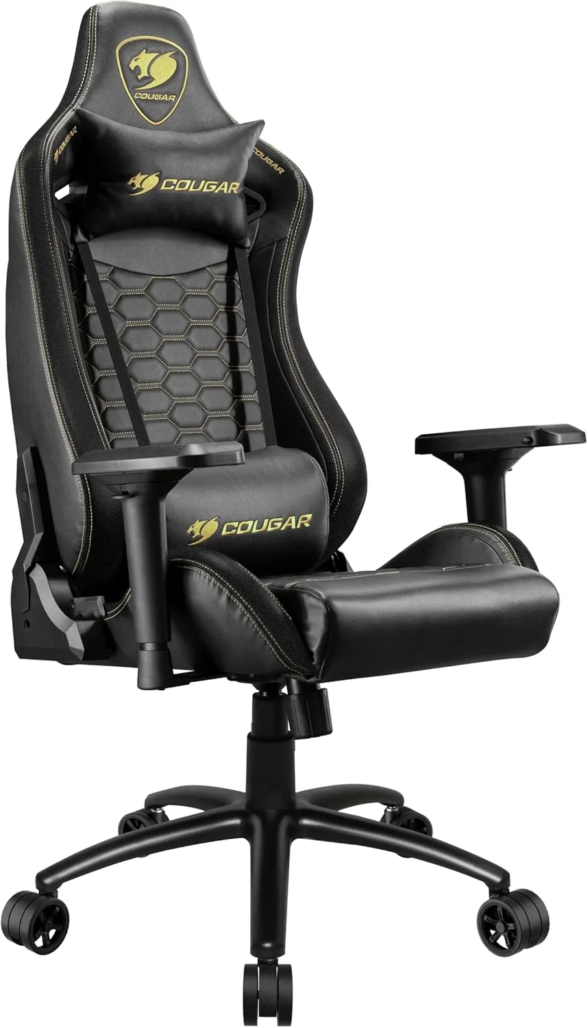 صندلی گیمینگ COUGAR OUTRIDER S، چرم PVC ممتاز، قابلیت خواباندن 180 درجه، تنظیم ارتفاع، دسته بازوی قابل تنظیم 4D، فریم فولادی، چرخ های 3 اینچی فوق العاده بزرگ - مشکی سلطنتی CGR-OUTRIDER S-RY