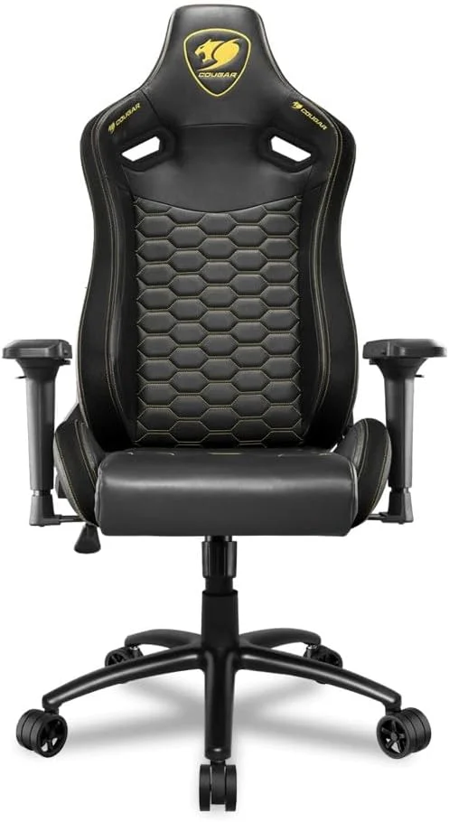 صندلی گیمینگ COUGAR OUTRIDER S، چرم PVC ممتاز، قابلیت خواباندن 180 درجه، تنظیم ارتفاع، دسته بازوی قابل تنظیم 4D، فریم فولادی، چرخ های 3 اینچی فوق العاده بزرگ - مشکی سلطنتی CGR-OUTRIDER S-RY