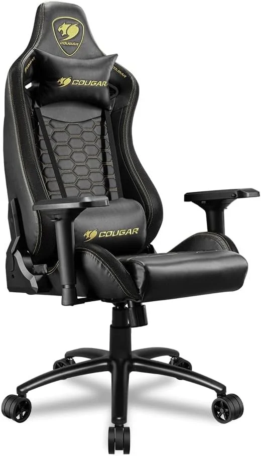 صندلی گیمینگ COUGAR OUTRIDER S، چرم PVC ممتاز، قابلیت خواباندن 180 درجه، تنظیم ارتفاع، دسته بازوی قابل تنظیم 4D، فریم فولادی، چرخ های 3 اینچی فوق العاده بزرگ - مشکی سلطنتی CGR-OUTRIDER S-RY