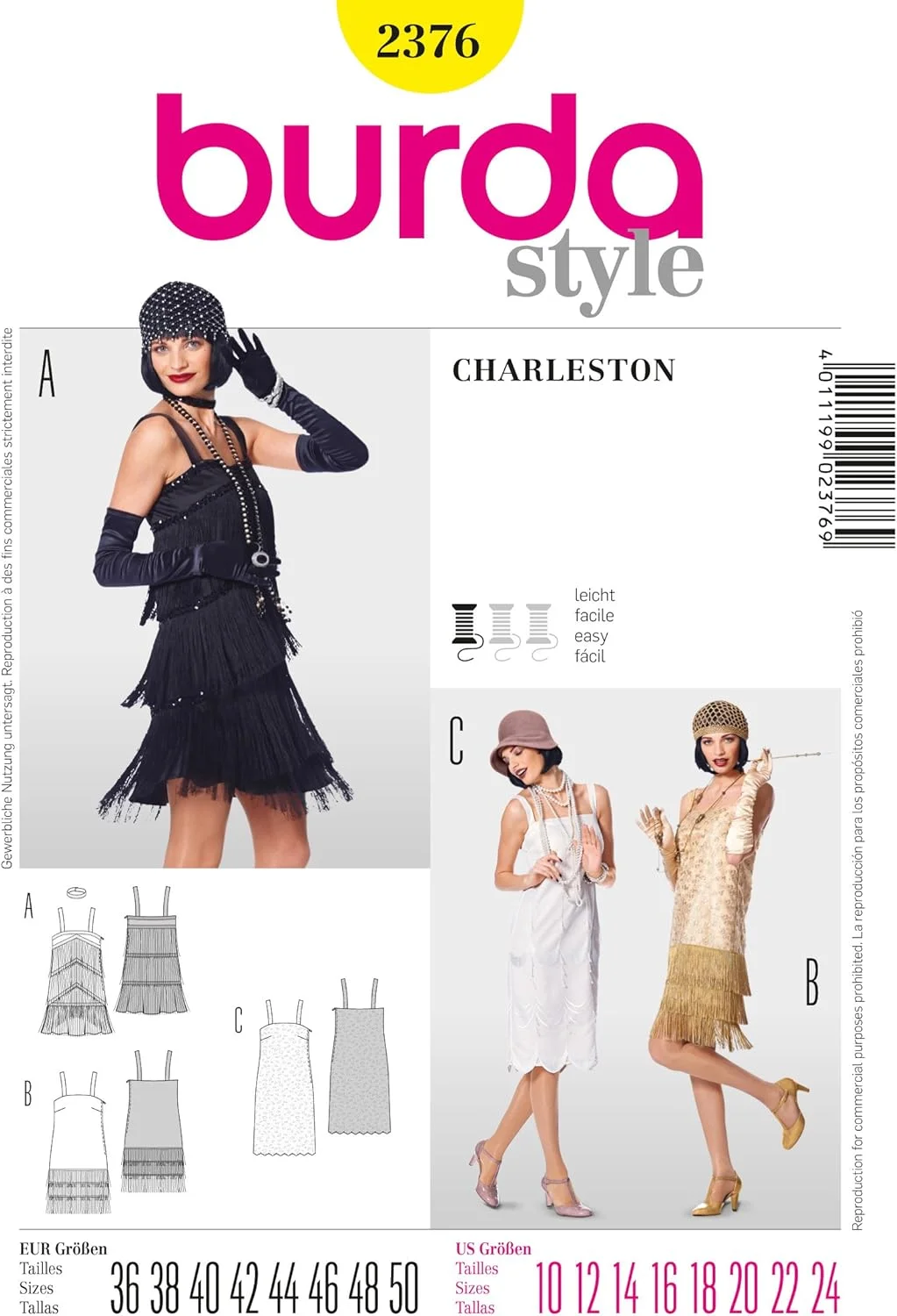 الگوی خیاطی Burda Style مدل Charleston Dress با ریشه، سایز 36-50