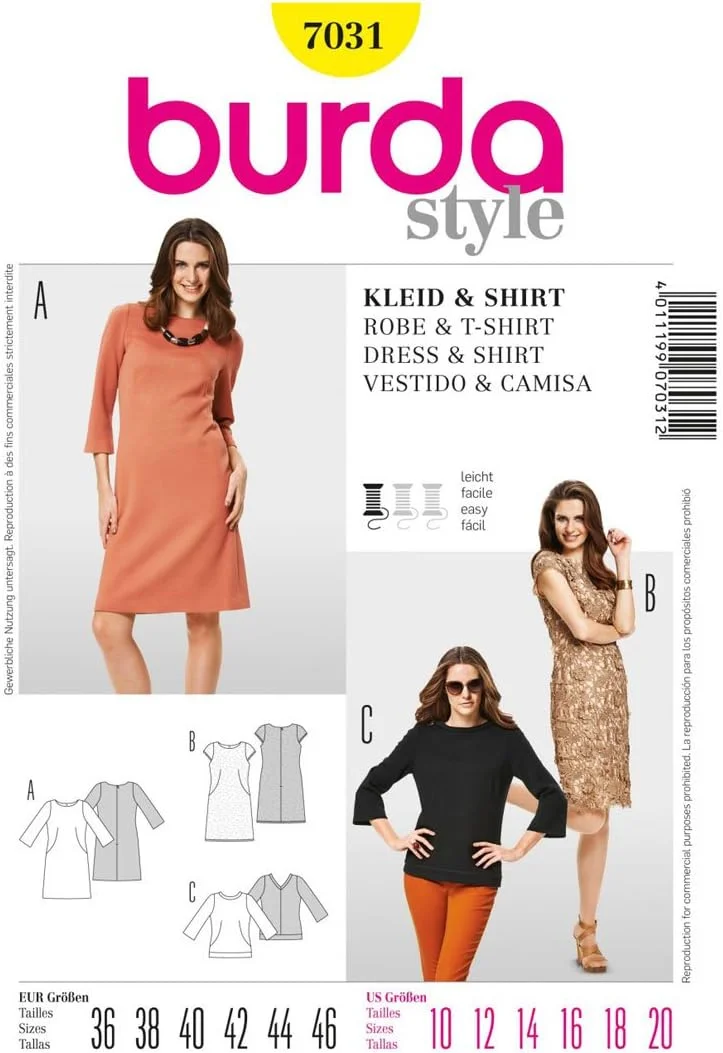 الگوی خیاطی لباس زنانه Burda Style مدل 7031 - سایزهای 38 تا 48