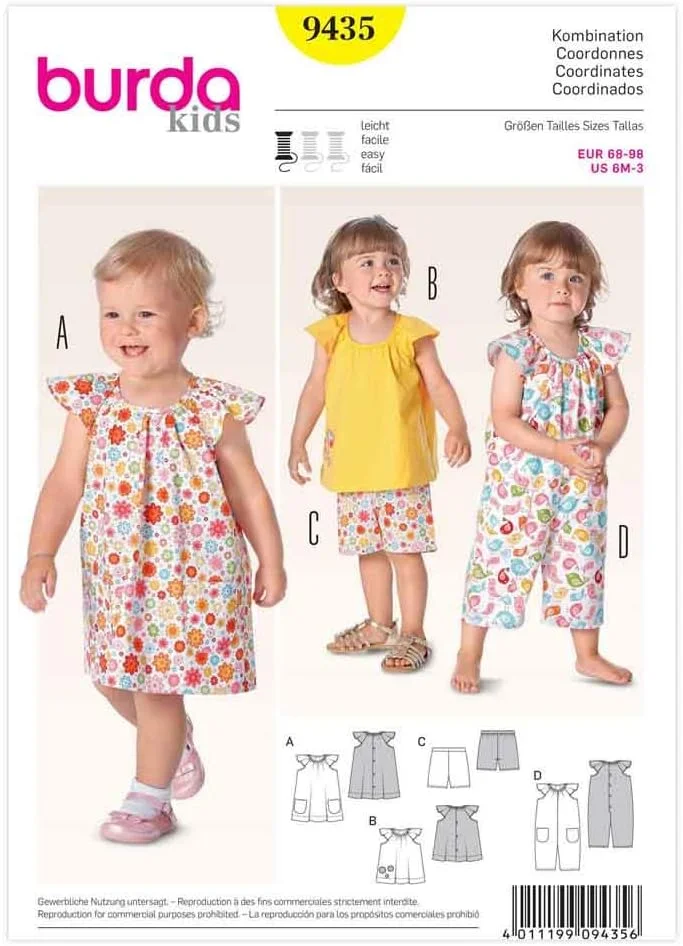 الگوی خیاطی لباس کودک دخترانه Burda B9435، ابعاد 19x13 سانتی متر