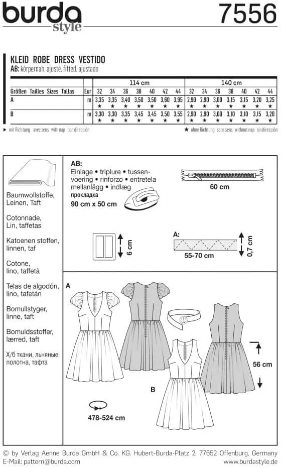 الگوی خیاطی لباس مدل burdastyle Burda B7556، ابعاد 19 در 13 سانتی متر الگوی خیاطی لباس مدل burdastyle Burda B7556، ابعاد 19 در 13 سانتی متر