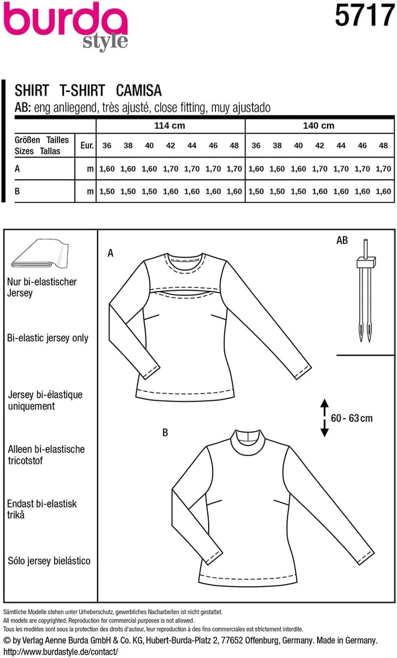 الگوی خیاطی پیراهن آستین بلند زنانه پایه بردا استایل شماره 5717 سایز 36-48